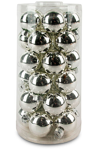Artikelvorschau Kugel, Glas, 4,0 cm, 30 Stk., Silber glanz/ weiß matt