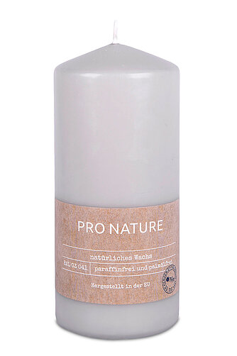 Artikelvorschau Pro Nature Stearin-Stumpenkerze 150/68 mm - hellgrau (1 Stück)