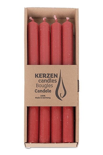 Artikelvorschau Rustic Stabkerzen 250/22 mm - rubin (4er Pack)