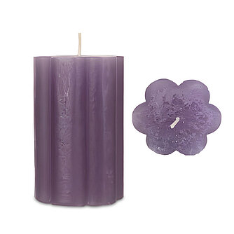 Artikelvorschau Wenzel: Rustic Stumpenkerze Flower 110/70mm - Flieder