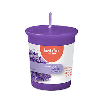 Bolsius True Scents Votivkerze 53/45 mm - Lavendel (1 Stück) Artikelvorschau True Scents Votivkerze 53/45 mm - Lavendel (1 Stück)
