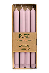 Vier Stabkerzen Pure Natural Wax von Richard Wenzel in der Größe 25x2,3cm in der Farbe Antikrosa.