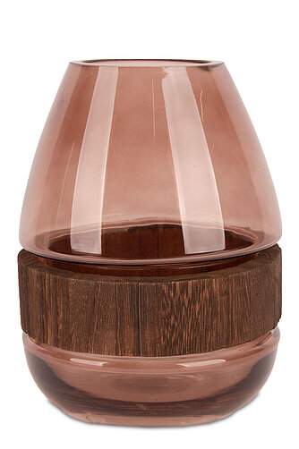 Artikelvorschau Glasvase mit Holz "Egg" 190/145 mm 