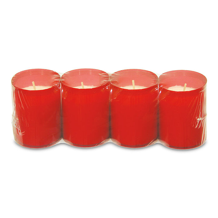 Vier Stundenbrenner Nr. 40 von Müller Kerzenfabrik in der Größe 6x5cm in der Farbe rot.