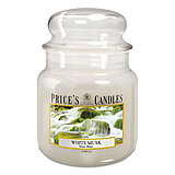 prices-candles-apothekerglas-142-95-white-musk-411g-pmj010389 Eine Apothekerglas-Kerze von Prices in der Größe 14,2x9,5cm mit dem Duft White Musk und einem Gewicht von 411g.
