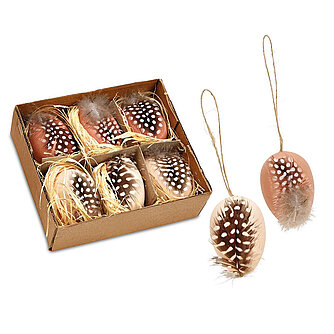 Artikelvorschau Hänger-Set Kunststoff Ostereier 60/40mm (6er Set) - Braun