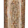 Ein zylindrischer Kerzenhalter, der vollständig mit rechteckigen Mosaikstücken in verschiedenen Gold- und Bronzetönen bedeckt ist. Die glänzende und metallische Oberfläche der Mosaikstücke reflektiert das Licht und verleiht dem Kerzenhalter ein elegantes 