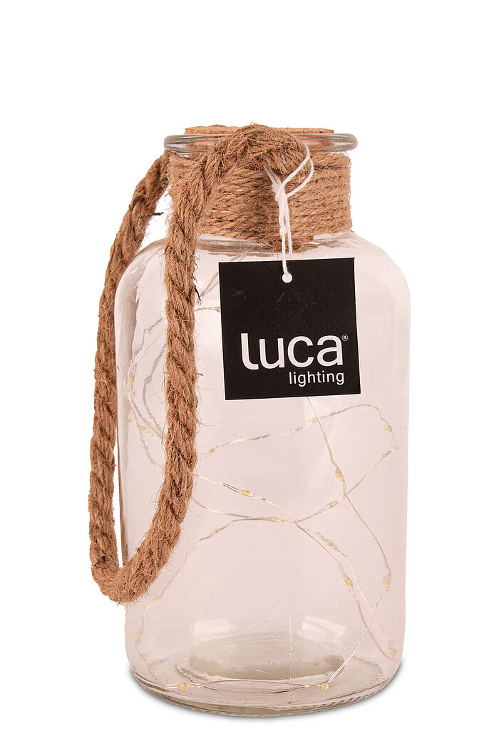Eine LED-Flasche von Luca Lighting in der Größe 21x10cm in der Farbe klar.