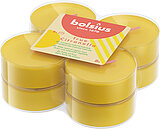 8 Maxi-Teelichter von Bolsius in der Größe 5x2,5cm mit dem Duft "Citronella" in der Farbe weiß.