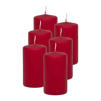 Artikelvorschau Stumpenkerzen 100/60 mm (Safe Candle) - 6 Stück - rot