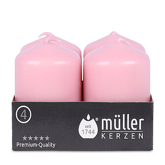 Artikelvorschau Stumpenkerzen 62/48 mm - rosa (4er Pack)