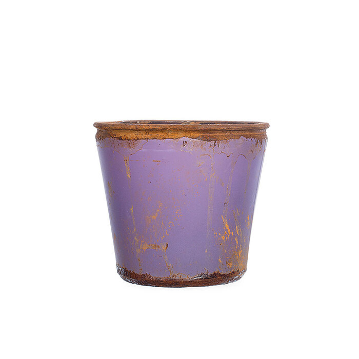 Ein Vintage Glas Flower Pot von Sandra Rich in der Größe 12x13cm in der Farbe Lavendel.