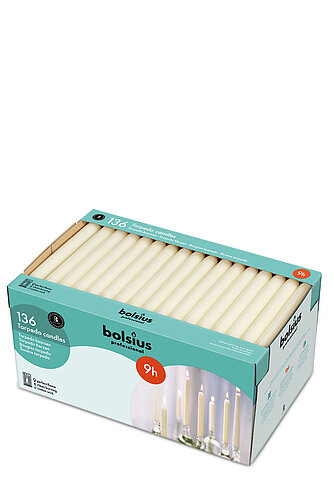 Artikelvorschau Dinnerkerzen 240/22mm - 136er Box - elfenbein