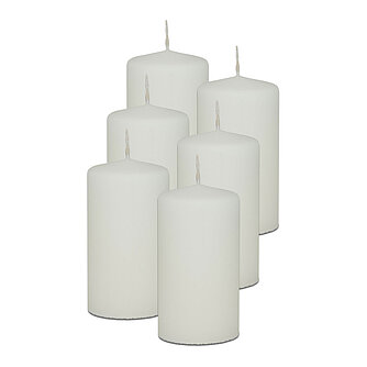 Artikelvorschau Stumpenkerzen 130/70 mm (Safe Candle) - 6 Stück - wollweiß