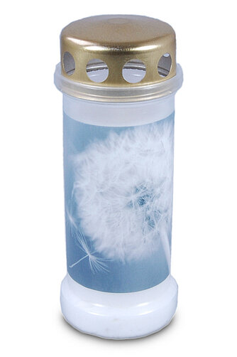 Bolsius Grablicht Nr. 6 mit Deckel und Motiv Pusteblume Artikelvorschau Grablicht Nr. 6 mit Deckel und Motiv Pusteblume