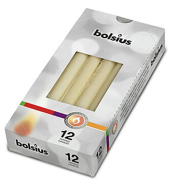 Artikelvorschau Spitzkerzen 245/24 mm cello 12er Pack - elfenbein