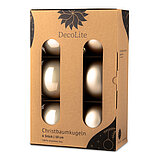 decolite-christbaumkugeln-10-cm-champagner-144561006004.jpg Ein 6er Pack Christbaumkugeln in Champagner mit 10cm Durchmesser von DecoLite in einer dekorativen Schachtel.