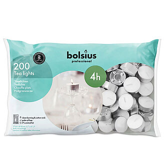 Bolsius Professional Teelichte 4 h, 200er Beutel (silber) Artikelvorschau Professional Teelichte 4 h, 200er Beutel (silber)