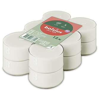 Bolsius Maxi-Teelichte 8h (12er Flatpack) - Transparenter Cup Artikelvorschau Maxi-Teelichte 8h (12er Flatpack) - Transparenter Cup