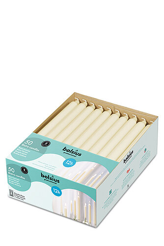 Artikelvorschau Tafelkerzen lang 290/22 mm - 50er Pack - elfenbein
