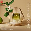 Ein brennendes Bolsius CleanLight Duftglas in grün mit Gardenien und Feigenduft. Auf dem Bild sind verschiedene Vorzüge des Artikels und die Brenndauer von 24h dargestellt.