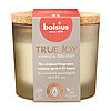 Ein Bolsius Duftglas True Joy, Duftrichtung "Vanilla Delight" aus cremefarbenem Milchglas und mit Korkdeckel.