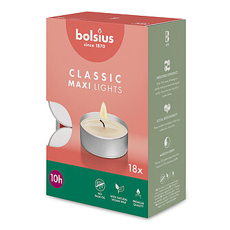 Artikelvorschau Maxi-Teelichte 10h (18er Pack) - Silber