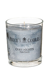 Eine Duftkerze im Glas von Prices Candles in der Größe 8,9x8,0cm mit dem Duft Cosy Nights.