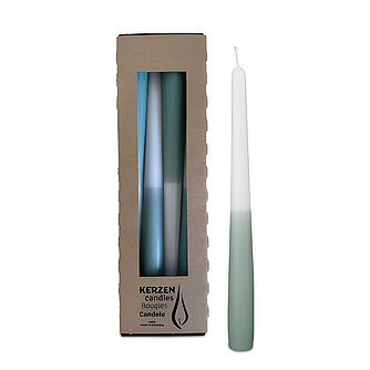 Artikelvorschau Wenzel: Two-Tone Spitzkerzen 250/23mm - Weiß/Smaragd (4er Pack)