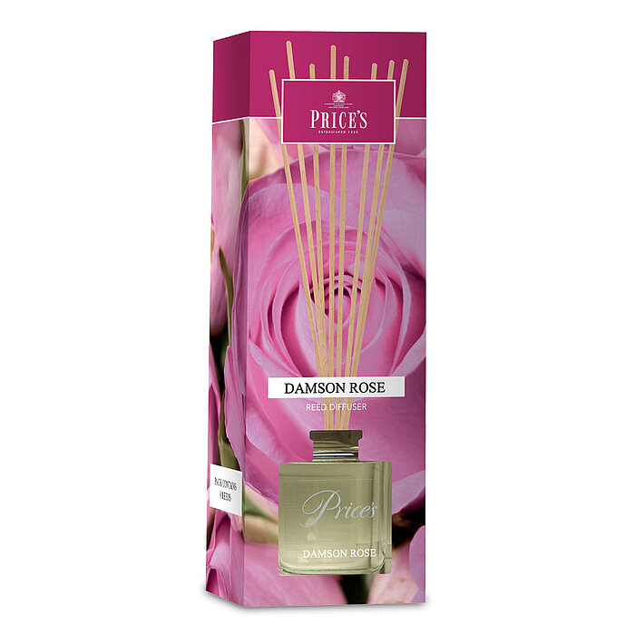 Ein Raumduft Diffuser von Prices Candles in der Geruchssorte Damson Rose mit 100ml Inhalt.