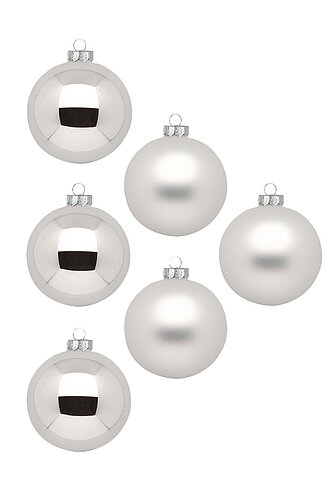 Artikelvorschau Weihnachtskugeln aus Glas Ø 10 cm - Frosty Silver (6 Stück)