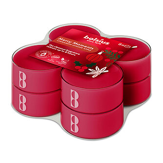 Artikelvorschau Bolsius: True Glow Maxi-Lichte Clear Cup (8er Pack) - Merry Moments