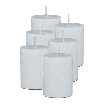 Artikelvorschau Rustic Stumpenkerzen 80/60 mm (Safe Candle) - 6 Stück - weiß