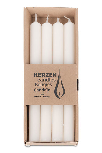 Artikelvorschau Rustic Stabkerzen 250/22 mm - wollweiß (4er Pack)