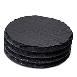 4 Untersetzer Schieferplatten von Sandra Rich in der Größe 10x8,4cm in der Farbe Anthrazit.
