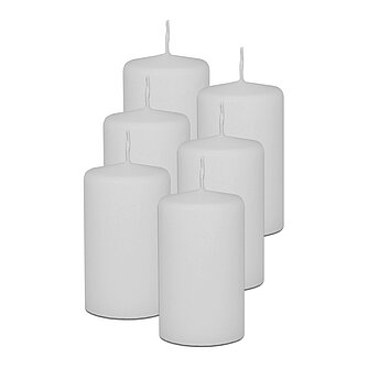 Artikelvorschau Stumpenkerzen 100/60 mm (Safe Candle) - 6 Stück - weiß