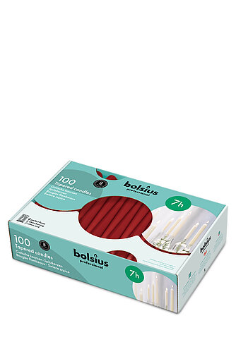 Artikelvorschau Bolsius: Spitzkerzen 240/23mm (100er Pack) - altrot