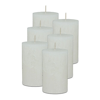 Artikelvorschau Rustic Stumpenkerzen 110/70 mm (Safe Candle) - 6 Stück - wollweiß