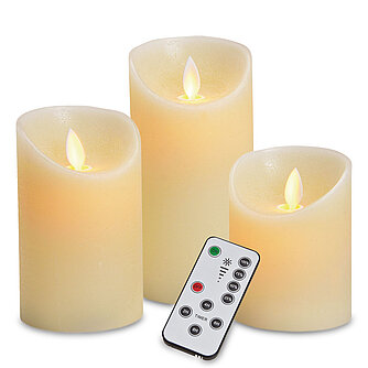 Artikelvorschau LED Kerzen 3er Set mit Fernbedienung