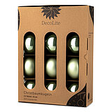 decolite-christbaumkugeln-8-cm-salbei-144560812010.jpg Ein 12er Pack Christbaumkugeln in Salbei mit 8cm Durchmesser von DecoLite in einer dekorativen Schachtel.