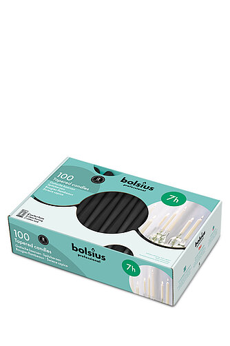 Artikelvorschau Bolsius: Spitzkerzen 240/23mm (100er Pack) - schwarz