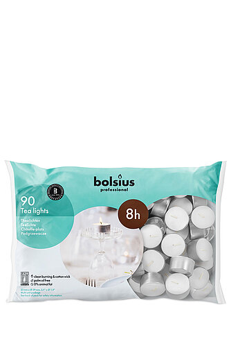 Artikelvorschau Bolsius Professional Teelichte 8 h, 90er Beutel (silber)