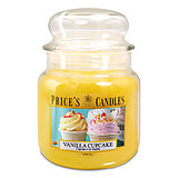 prices-candles-apothekerglas-142-95-vanilla-cupcake-411g-pmj010318 Eine Duftkerze im Apothekerglas von Prices Candles in der Größe 14,2x9,5cm mit dem Geruch Vanilla Cupcake und einem Gewicht von 411g.