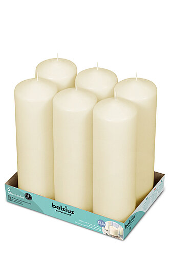 Bolsius Bolsius Stumpen 250/78 mm (6er Tray) - elfenbein Artikelvorschau Bolsius Stumpen 250/78 mm (6er Tray) - elfenbein