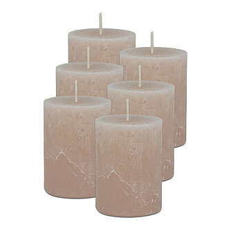 Artikelvorschau Rustic Stumpenkerzen 80/60 mm (Safe Candle) - 6 Stück - sahara