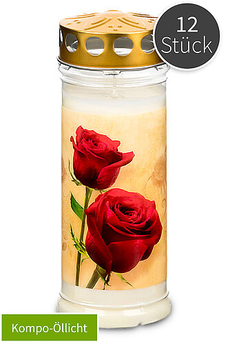 Artikelvorschau Kompositionsöllicht Nr. 7 Memoriam mit Deckel & Motiv Rosen (12 Stück)
