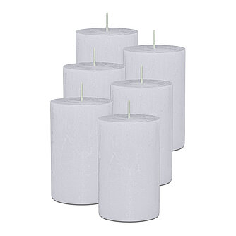 Artikelvorschau Rustic Stumpenkerzen 110/70 mm (Safe Candle) - 6 Stück - weiß