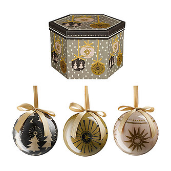 Artikelvorschau Geschenkset Weihnachtskugeln 7,5cm - beige (14er Box)