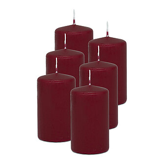 Artikelvorschau Stumpenkerzen 100/60 mm (Safe Candle) - 6 Stück - altrot