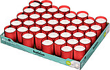 40 transparente Cups von Bolsius in der Größe 4,9x4,2cm in der Farbe rot.